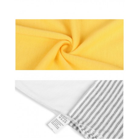 Women's Short Sleeve V Neck T-shirt Stitching Stripe Slit Tops(S-XXL)