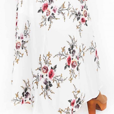 Women's Floral Printed Skirt Sexy Slit Front Swing Maxi Long Skirt(S-XL)
