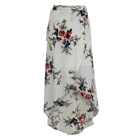 Women's Floral Printed Skirt Sexy Slit Front Swing Maxi Long Skirt(S-XL)