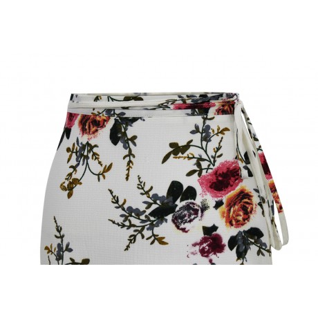 Women's Floral Printed Skirt Sexy Slit Front Swing Maxi Long Skirt(S-XL)