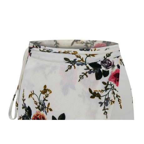 Women's Floral Printed Skirt Sexy Slit Front Swing Maxi Long Skirt(S-XL)