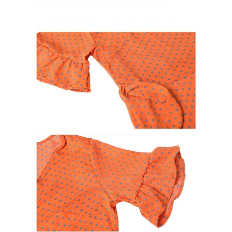 Women's Casual V-Neck Flared Short Sleeve T Shirt Polka Dot Self-Tie Belt Chiffon Tops Blouses(S-XL)