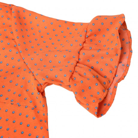 Women's Casual V-Neck Flared Short Sleeve T Shirt Polka Dot Self-Tie Belt Chiffon Tops Blouses(S-XL)