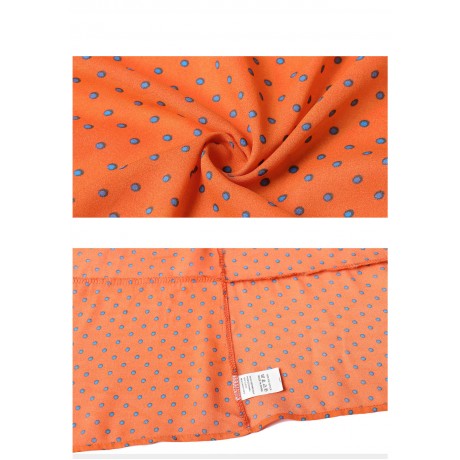 Women's Casual V-Neck Flared Short Sleeve T Shirt Polka Dot Self-Tie Belt Chiffon Tops Blouses(S-XL)