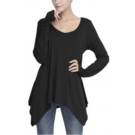 Women's V-Neck Long Sleeve T Shirt Casual Solid Color Tops Blouses(S-XL)
