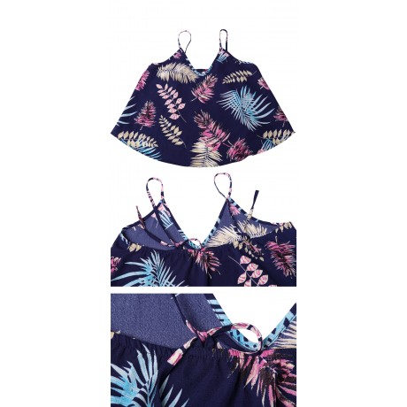 Women's V-Neck Sleeveless T Shirt Casual Floral Ruffled Tank Tops Blouses Vest(S-XL)