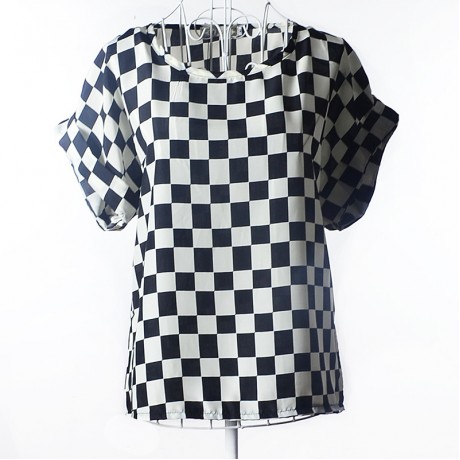 Women's Chiffon Loose Batwing Short Sleeve T Shirt Scoop Neck Printed Tops Blouses (S-XXL)
