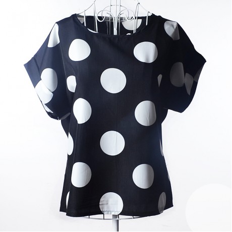 Women's Chiffon Loose Batwing Short Sleeve T Shirt Scoop Neck Printed Tops Blouses (S-XXL)