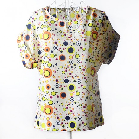 Women's Chiffon Loose Batwing Short Sleeve T Shirt Scoop Neck Printed Tops Blouses (S-XXL)