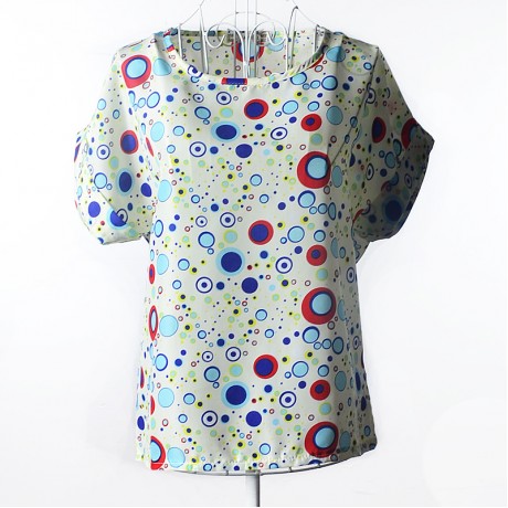 Women's Chiffon Loose Batwing Short Sleeve T Shirt Scoop Neck Printed Tops Blouses (S-XXL)