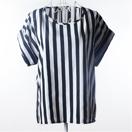 Women's Chiffon Loose Batwing Short Sleeve T Shirt Scoop Neck Printed Tops Blouses (S-XXL)