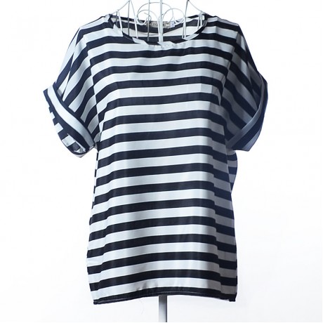 Women's Chiffon Loose Batwing Short Sleeve T Shirt Scoop Neck Printed Tops Blouses (S-XXL)