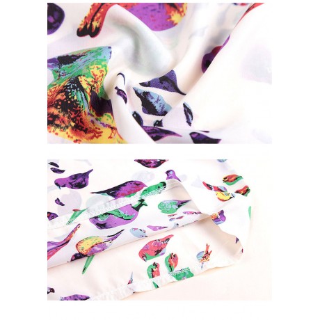 Women's Chiffon Loose Batwing Short Sleeve T Shirt Scoop Neck Printed Tops Blouses (S-XXL)