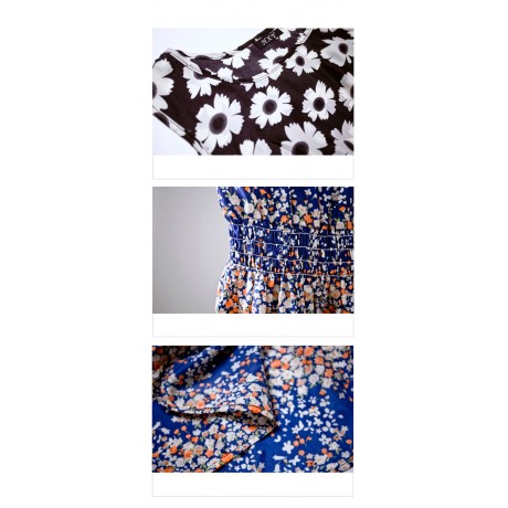 Women's Chiffon Sleeveless Floral Printed Dress Elastic High Waist Maxi Dress(S-XXL)