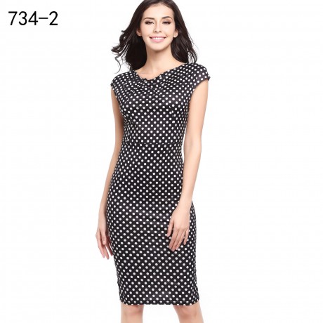 Women's Slim Short Sleeve Floral Dress Scoop Neck High Waist Pencil Dress(S-XXL)