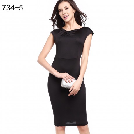 Women's Slim Short Sleeve Floral Dress Scoop Neck High Waist Pencil Dress(S-XXL)