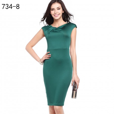 Women's Slim Short Sleeve Floral Dress Scoop Neck High Waist Pencil Dress(S-XXL)