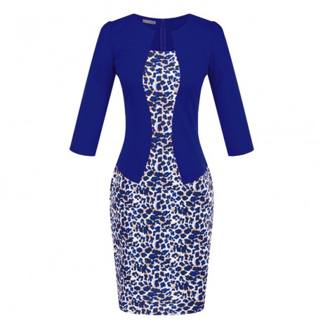 Women's Slim Three Quarter Sleeve Dress False Two Pieces High Waist Pencil Dress With Belt(S-XXXL)
