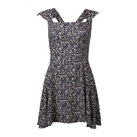 Women's Casual Sleeveless Floral Dress Square Collar Backless A-Line Mini Dress(S-XXL)