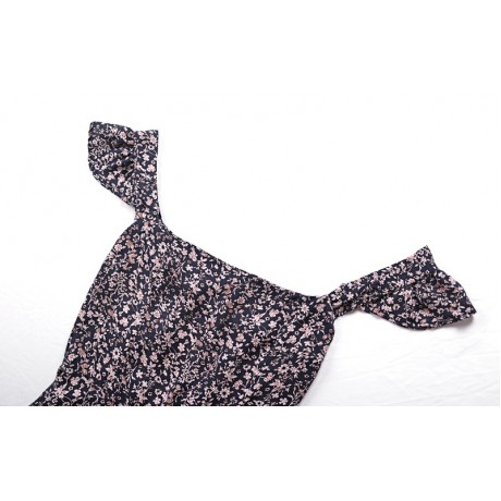 Women's Casual Sleeveless Floral Dress Square Collar Backless A-Line Mini Dress(S-XXL)