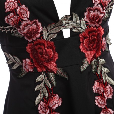 Women's Sexy Sleeveless Deep V Neck Floral Dress Casual A-Line Mini Dress(L-XXL)