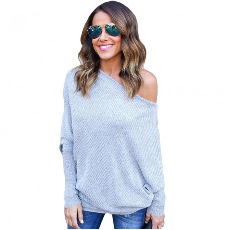 Women's Casual Loose Knit Bat Sleeve Blouse Knitted Sweater Pullover Tops(S-XXXL)