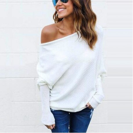 Women's Casual Loose Knit Bat Sleeve Blouse Knitted Sweater Pullover Tops(S-XXXL)