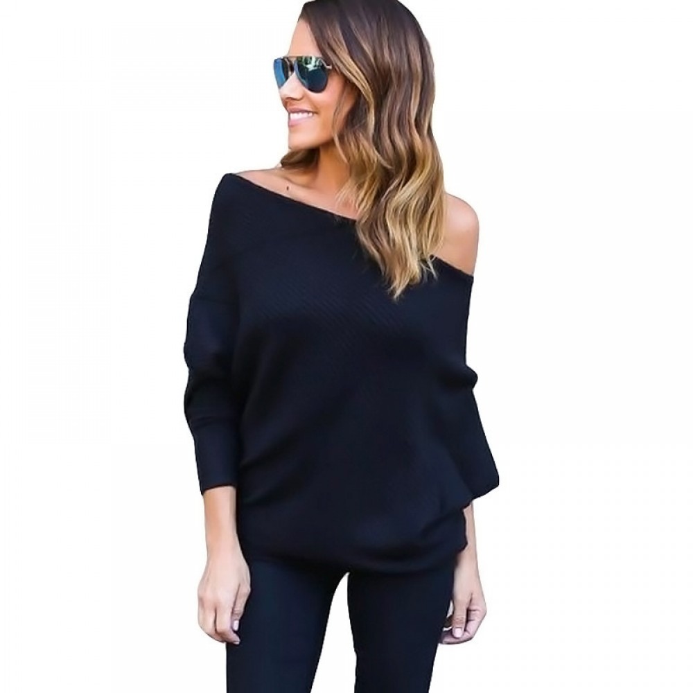 Women's Casual Loose Knit Bat Sleeve Blouse Knitted Sweater Pullover Tops(S-XXXL)