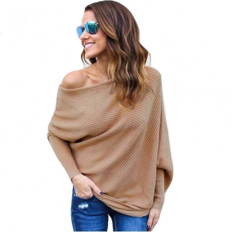 Women's Casual Loose Knit Bat Sleeve Blouse Knitted Sweater Pullover Tops(S-XXXL)