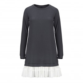 Women's Long Sleeve Casual Loose Stretchy Swing T-Shirt Dress 