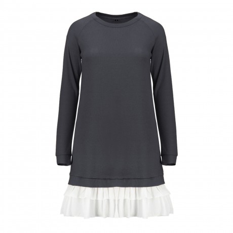 Women's Long Sleeve Casual Loose Stretchy Swing T-Shirt Dress