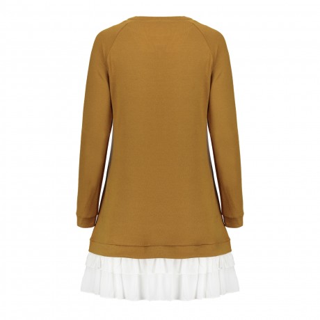 Women's Long Sleeve Casual Loose Stretchy Swing T-Shirt Dress
