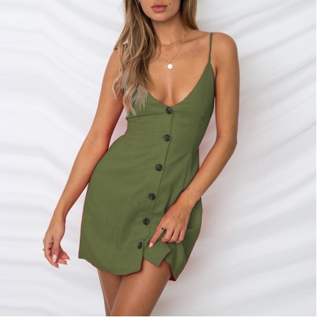 Women's Deep V Neck Adjustable Spaghetti Straps Summer Dress Sleeveless Sexy Backless floral dress(S-XXL)