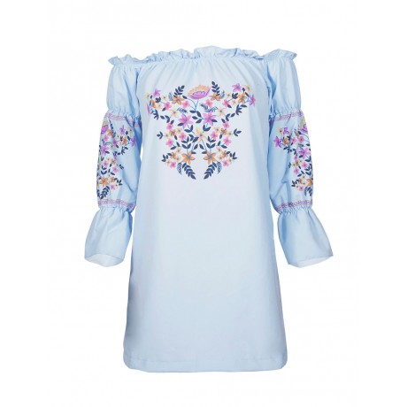 Sexy Off Shoulder Short Shirt Dress Embroideried Floral for Spring/Summer(S-XL)