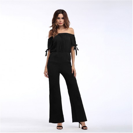 Women's  Vintage Chiffon Floral off Shoulder  Wide-leg Trousers Summer Women(S-XL)