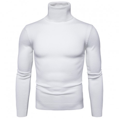  Mens Pullover Slim Fit Sweater High Neck Outwear Winter Warm Knitwear Cable Sweaters