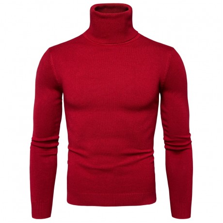  Mens Pullover Slim Fit Sweater High Neck Outwear Winter Warm Knitwear Cable Sweaters