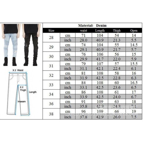 Men Skinny Feet Zipper Distressed Ripped Jeans Slim Fit Frayed Destroyed Denim Pant