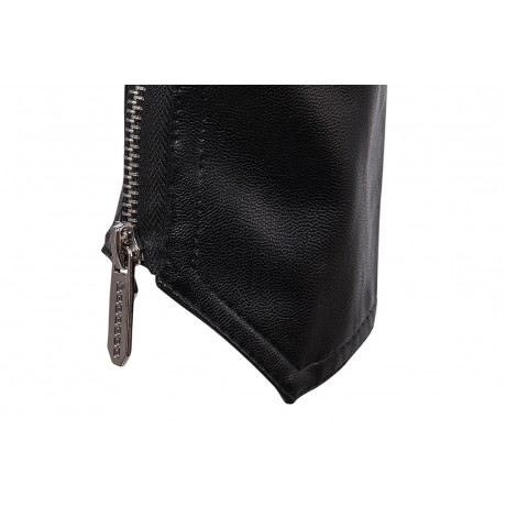 Men's Motorcycle Leather Coat Slim Fit Leather Jacket Detachable Sleeve PU Leather Jacket
