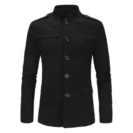  Men's Stand Collar Blazer Coat Jacket Casual Button Blazer Coat