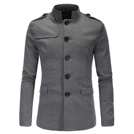  Men's Stand Collar Blazer Coat Jacket Casual Button Blazer Coat