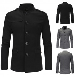  Men's Stand Collar Blazer Coat Jacket Casual Button Blazer Coat