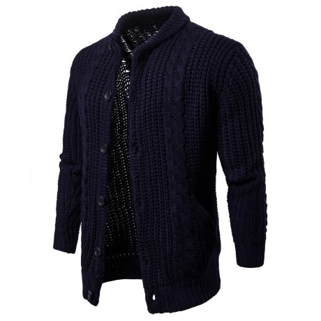  Men's Solid Color Sweater Slim Fit Long Sleeve Single Button Knit Cardigan Sweater