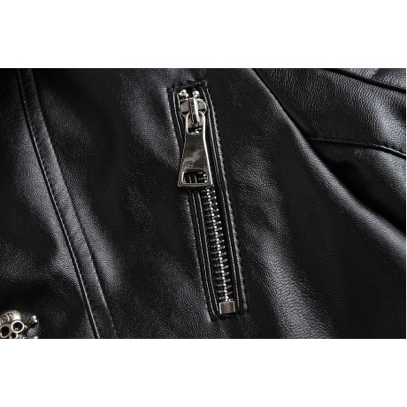 PU Leather Motorcycle Collar Jackets Slim Harley Leather Jacket for Men
