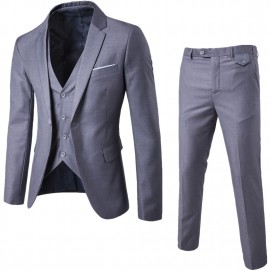  Men's 3 Pieces Suit Elegant Solid One Button Slim Fit Single Breasted Party Blazer Vest Pants Set 