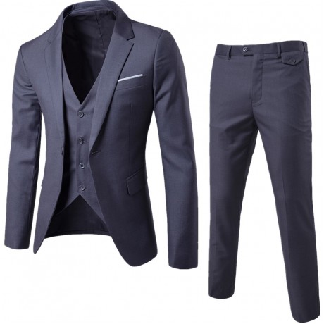  Men's 3 Pieces Suit Elegant Solid One Button Slim Fit Single Breasted Party Blazer Vest Pants Set