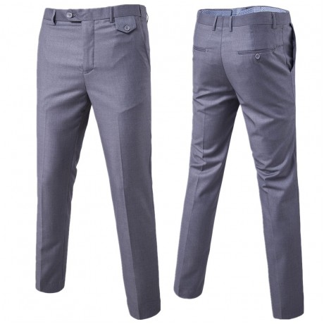 Men's Slim Fit Pants Casual Dress Pants Classic Fit Flat Front Trousers