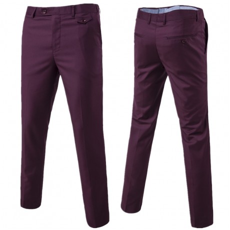 Men's Slim Fit Pants Casual Dress Pants Classic Fit Flat Front Trousers