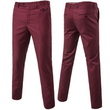 Men's Slim Fit Pants Casual Dress Pants Classic Fit Flat Front Trousers