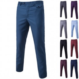 Men's Slim Fit Pants Casual Dress Pants Classic Fit Flat Front Trousers 